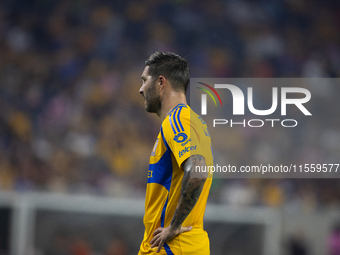 Tigres player Andre-Pierre Gignac (10) during a Leagues Cup match between Inter Miami and Tigres at NRG Stadium in Houston, Texas, on August...