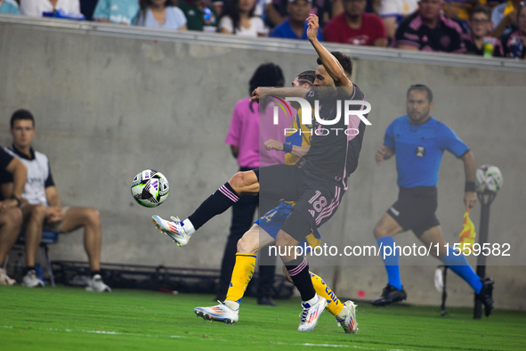 Inter Miami faces off with Tigres during the Leagues Cup at NRG Stadium in Houston, Texas, on August 3, 2024. Tigres claims the victory 2-1,...