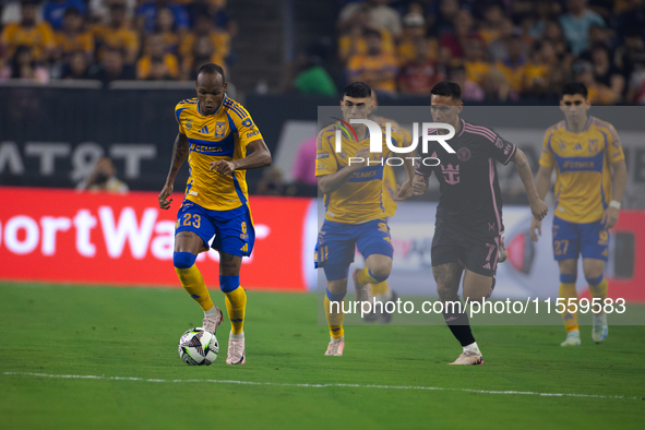 Inter Miami faces off with Tigres during the Leagues Cup at NRG Stadium in Houston, Texas, on August 3, 2024. Tigres claims the victory 2-1,...