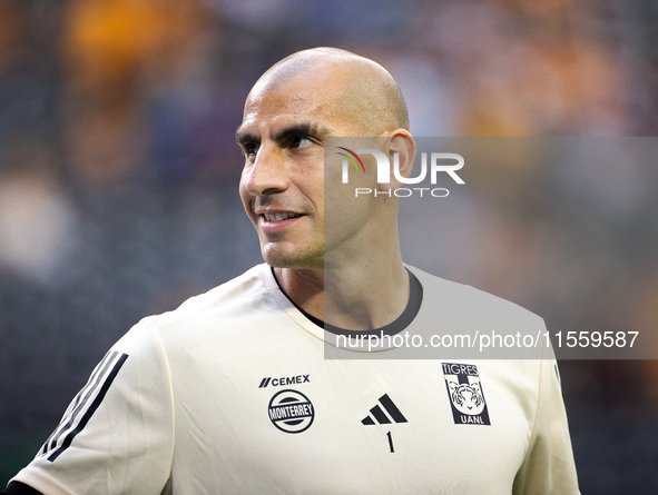 Tigres goalkeeper Nahuel Guzman participates in the Leagues Cup at NRG Stadium in Houston, Texas. Tigres claims a 2-1 victory, leading to Mi...