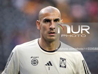 Tigres goalkeeper Nahuel Guzman participates in the Leagues Cup at NRG Stadium in Houston, Texas. Tigres claims a 2-1 victory, leading to Mi...