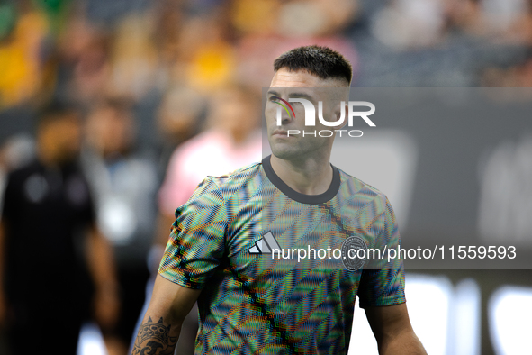 Inter Miami defender Franco Negri (33) during the Leagues Cup at NRG Stadium in Houston, Texas, on [specific date]. Tigres claims the victor...