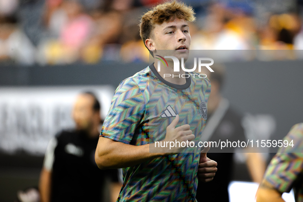 Inter Miami midfielder Lawson Sunderland (43) during the Leagues Cup at NRG Stadium in Houston, Texas, on [insert date]. Tigres claims the v...