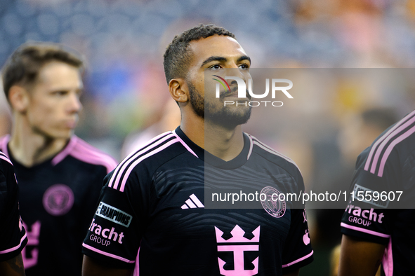 Inter Miami midfielder Yannick Bright (42) during the Leagues Cup at NRG Stadium in Houston, Texas, on [specific date]. Tigres claims the vi...