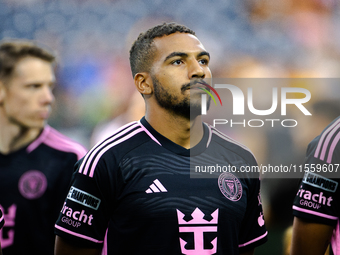 Inter Miami midfielder Yannick Bright (42) during the Leagues Cup at NRG Stadium in Houston, Texas, on [specific date]. Tigres claims the vi...