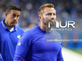 DETROIT,MICHIGAN-SEPTEMBER 8: Los Angeles Rams head coach Sean McVay walks off the field after the conclusion of an NFL football game betwee...