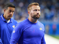 DETROIT,MICHIGAN-SEPTEMBER 8: Los Angeles Rams head coach Sean McVay walks off the field after the conclusion of an NFL football game betwee...