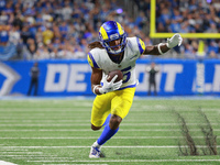 DETROIT,MICHIGAN-SEPTEMBER 8: Los Angeles Rams wide receiver Demarcus Robinson (15) runs the ball during the second half of an NFL football...