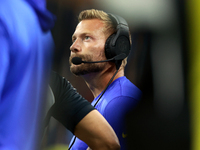 DETROIT,MICHIGAN-SEPTEMBER 8: Los Angeles Rams head coach Sean McVay looks on from the sidelines during a game between the Detroit Lions and...