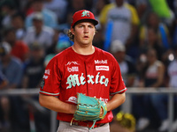 Trevor Bauer #96 of Diablos Rojos pitches the ball during the 2024 King Series match 3 against Sultanes de Monterrey of the Mexican Baseball...