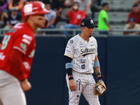 Second baseman Ramiro Pena #19 of Sultanes de Monterrey during the 2024 King Series match 3 against Diablos Rojos of the Mexican Baseball Le...