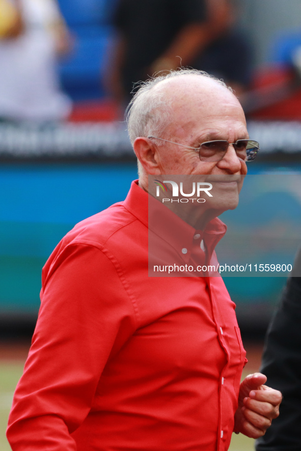 Alfredo Harp Helu, president of Diablos Rojos, before the 2024 King Series match 3 against Sultanes de Monterrey of the Mexican Baseball Lea...