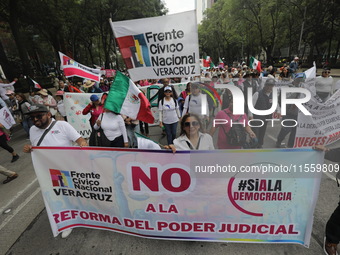 Demonstrators take part in the rally 'Great March for Mexican Democracy' against Mexican President Andres Manuel Lopez Obrador's controversi...