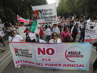 Demonstrators take part in the rally 'Great March for Mexican Democracy' against Mexican President Andres Manuel Lopez Obrador's controversi...