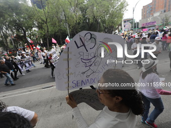 Demonstrators take part in the rally 'Great March for Mexican Democracy' against Mexican President Andres Manuel Lopez Obrador's controversi...