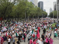 Demonstrators take part in the rally 'Great March for Mexican Democracy' against Mexican President Andres Manuel Lopez Obrador's controversi...