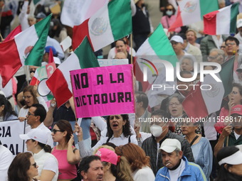 Demonstrators take part in the rally 'Great March for Mexican Democracy' against Mexican President Andres Manuel Lopez Obrador's controversi...