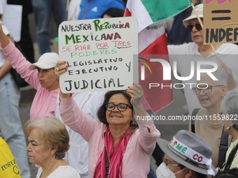 Demonstrators take part in the rally 'Great March for Mexican Democracy' against Mexican President Andres Manuel Lopez Obrador's controversi...