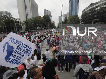 Demonstrators take part in the rally 'Great March for Mexican Democracy' against Mexican President Andres Manuel Lopez Obrador's controversi...