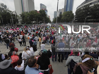 Demonstrators take part in the rally 'Great March for Mexican Democracy' against Mexican President Andres Manuel Lopez Obrador's controversi...