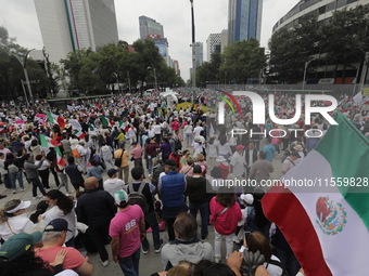 Demonstrators take part in the rally 'Great March for Mexican Democracy' against Mexican President Andres Manuel Lopez Obrador's controversi...