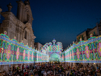 Illuminations in Via Dante on the occasion of the patronal feast day in Molfetta, Italy, on September 8, 2024. September 8 in Molfetta is th...