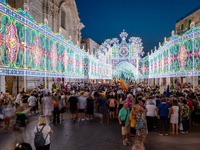 Illuminations in Via Dante on the occasion of the patronal feast day in Molfetta, Italy, on September 8, 2024. September 8 in Molfetta is th...