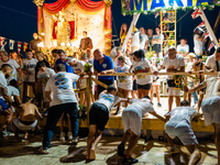 The statue of Our Lady of Martyrs is withdrawn from the sea on three fishing boats accompanied by sailors on the occasion of the patronal fe...