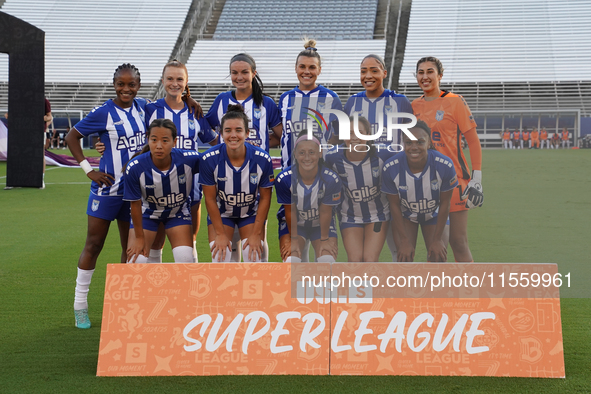 DC Power FC soccer team poses for photos before the start of the USL Super League match between Dallas Trinity FC and DC Power FC at the Cot...