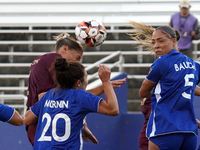 Hailey Davidson #11 of Dallas Trinity FC heads the ball during the USL Super League match between Dallas Trinity FC and DC Power FC at the C...