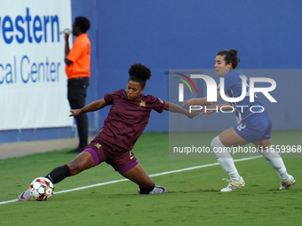 Enzi Broussard #7 of Dallas Trinity FC slides to the ball during the USL Super League match between Dallas Trinity FC and DC Power FC at the...