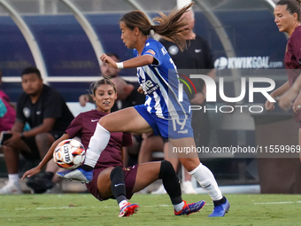 Yuuka Kurosaki #19 of DC Power FC drives the ball forward during the USL Super League match between Dallas Trinity FC and DC Power FC at the...