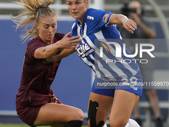 Madison Wolfbauer #29 of DC Power FC and Allie Thornton #20 of Dallas Trinity FC battle for the ball during the USL Super League match betwe...