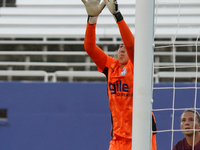 Goalkeeper Morgan Aquino #1 of DC Power FC catches the ball during the USL Super League match between Dallas Trinity FC and DC Power FC at t...