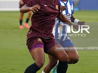 Enzi Broussard #7 of Dallas Trinity FC drives the ball forward during the USL Super League match between Dallas Trinity FC and DC Power FC a...