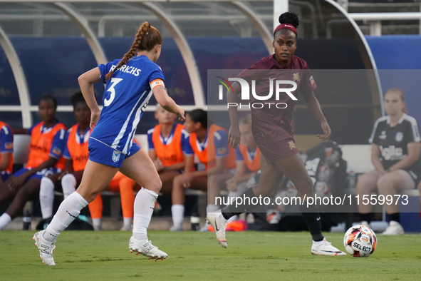 Chioma Ubogagu #14 of Dallas Trinity FC controls the ball during the USL Super League match between Dallas Trinity FC and DC Power FC at the...