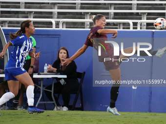 Hannah Davidson #2 of Dallas Trinity FC shoots the ball during the USL Super League match between Dallas Trinity FC and DC Power FC at the C...