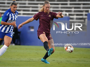 Allie Thornton #20 of Dallas Trinity FC drives the ball forward during the USL Super League match between Dallas Trinity FC and DC Power FC...