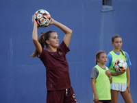 Julia Dorsey #5 of Dallas Trinity FC serves the ball during the USL Super League match between Dallas Trinity FC and DC Power FC at the Cott...