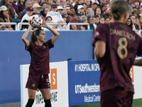 Julia Dorsey #5 of Dallas Trinity FC serves the ball during the USL Super League match between Dallas Trinity FC and DC Power FC at the Cott...