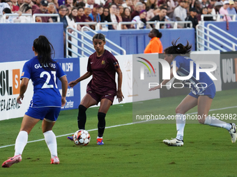 Samantha Meza #15 of Dallas Trinity FC controls the ball during the USL Super League match between Dallas Trinity FC and DC Power FC at the...