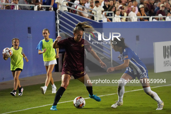 Allie Thornton #20 of Dallas Trinity FC drives the ball forward during the USL Super League match between Dallas Trinity FC and DC Power FC...