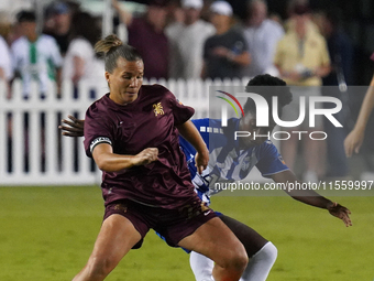 Amber Brooks #22 of Dallas Trinity FC battles for the ball during the USL Super League match between Dallas Trinity FC and DC Power FC at th...