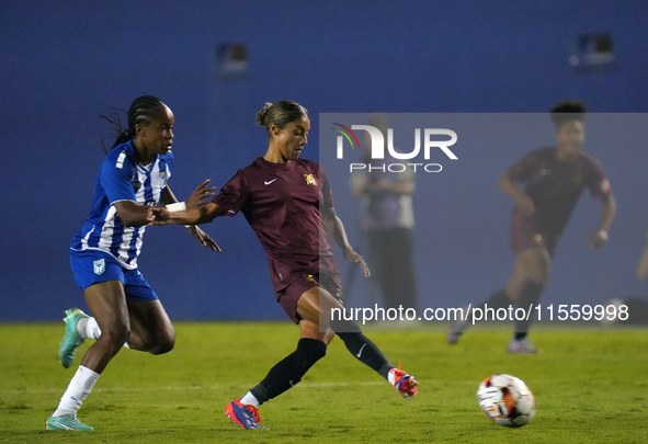 Samantha Meza #15 of Dallas Trinity FC passes the ball during the USL Super League match between Dallas Trinity FC and DC Power FC at the Co...