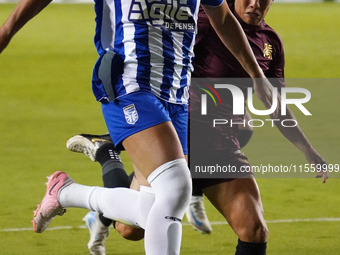 Jorian Baucom #5 drives the ball forward during the USL Super League match between Dallas Trinity FC and DC Power FC at the Cotton Bowl in D...