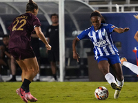 Mariah Lee #7 of DC Power FC drives the ball forward against Amber Brooks #22 of Dallas Trinity FC during the USL Super League match between...