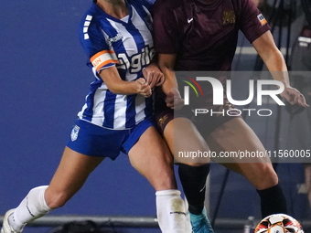 Allie Thornton #20 of Dallas Trinity FC and Susanna Friedrichs #3 of DC Power FC battle for the ball during the USL Super League match betwe...