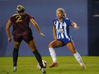 Charlie Estcourt #17 of DC Power FC drives the ball forward against Hannah Davison #2 of Dallas Trinity FC during the USL Super League match...