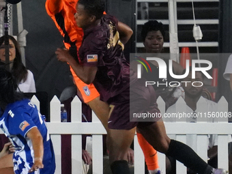 Goalkeeper Morgan Aquino #1 of DC Power FC catches the ball during the USL Super League match between Dallas Trinity FC and DC Power FC at t...