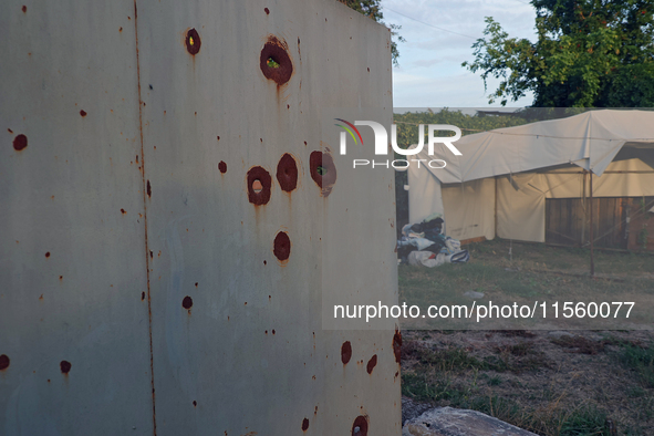 The aftermath of a Russian missile attack with cluster munitions in Derhachi, Kharkiv region, north-eastern Ukraine, on September 8, 2024. N...